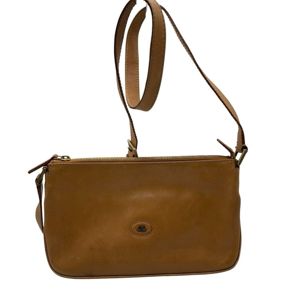 THE BRIDGE Vintage Brown Leather Crossbody Bag Purse Made in Italy